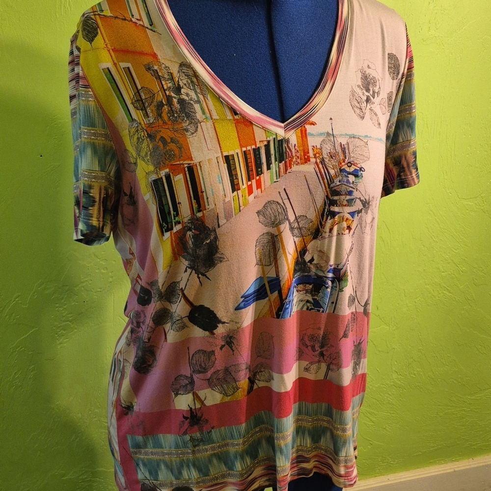 Johnny Was Womens Angelica Stripe 95% ,bamboo/5% Spandex.(#1691) Sz.L #J17121C